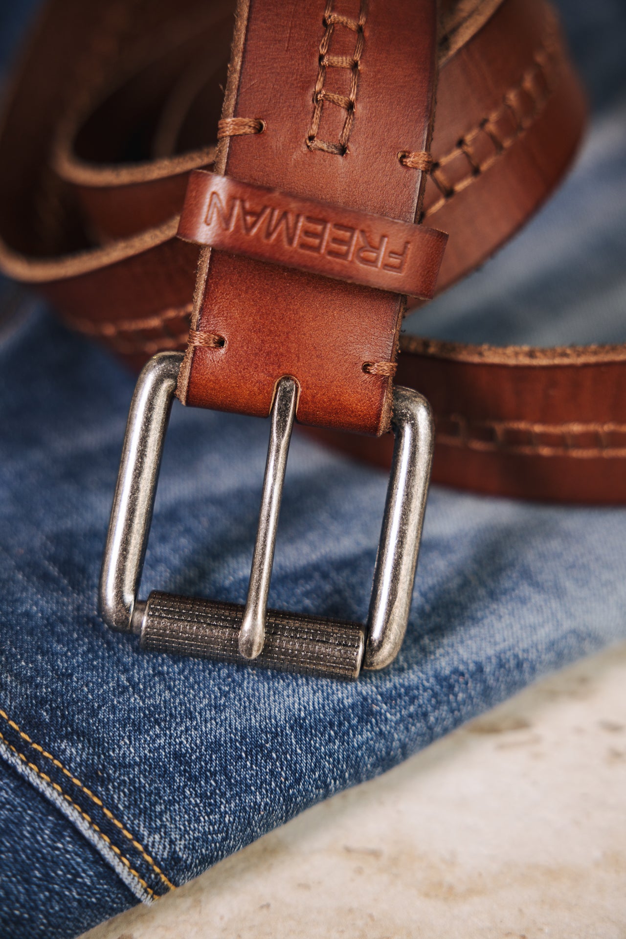

Leather belt Men Bower brown | Freeman T. Porter