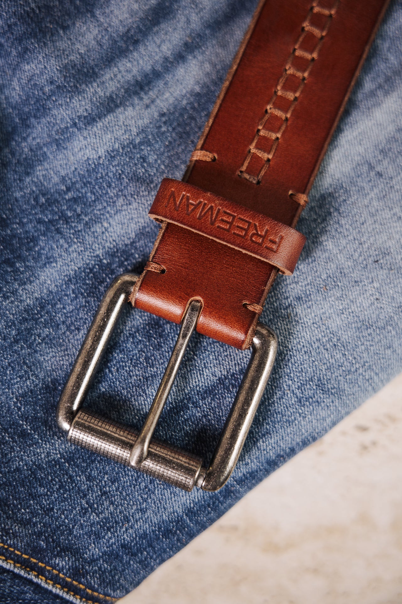 

Leather belt Men Bower brown | Freeman T. Porter