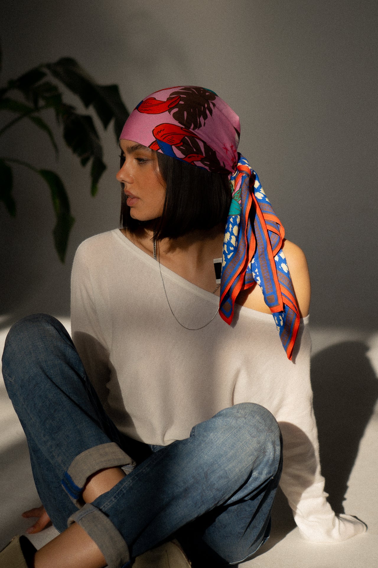 

Printed scarf Woman Fathia Desert Wildlife Big pink frosting | Freeman T. Porter
