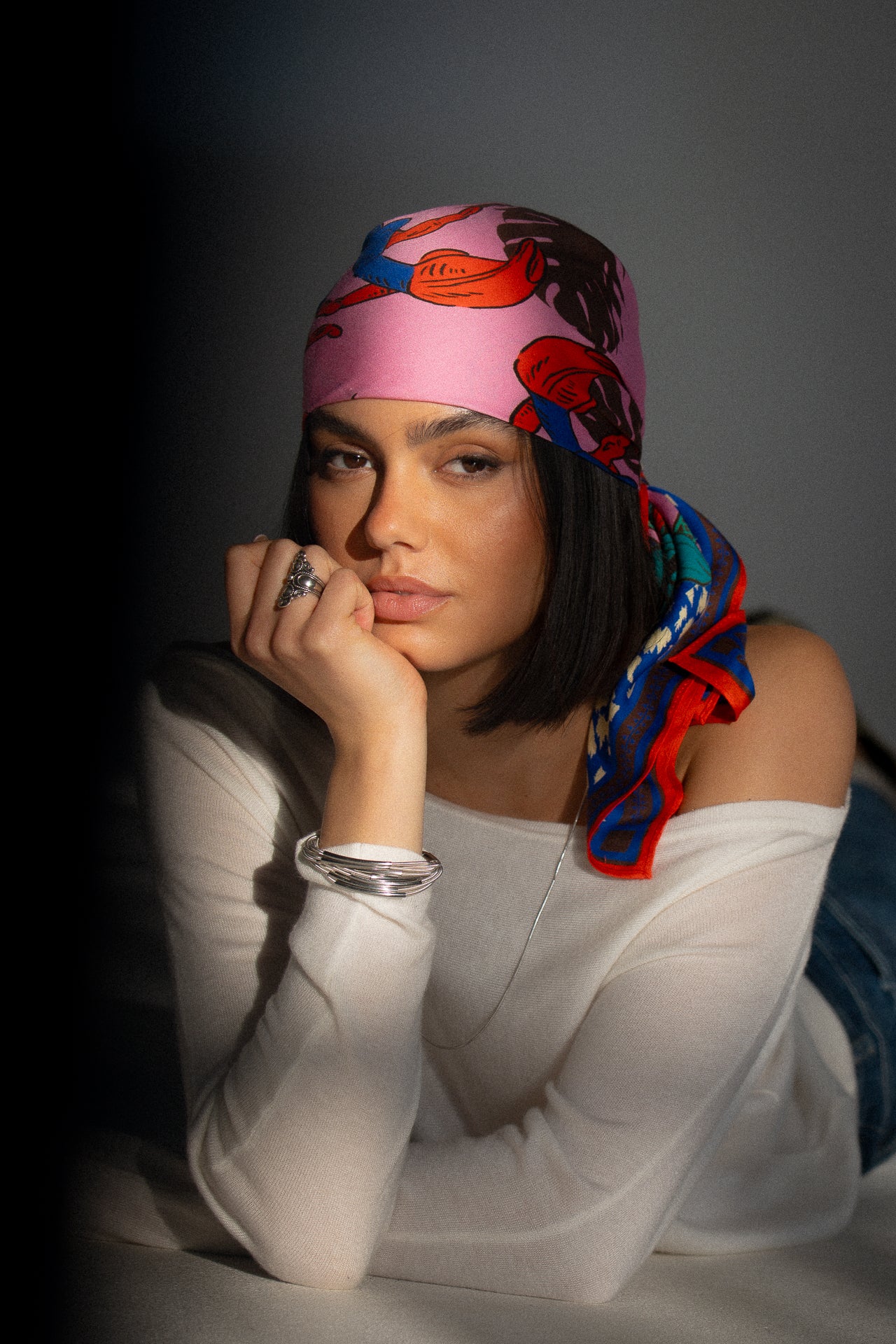 

Foulard imprimé Femme Fathia Desert Wildlife Small pink frosting | Freeman T. Porter