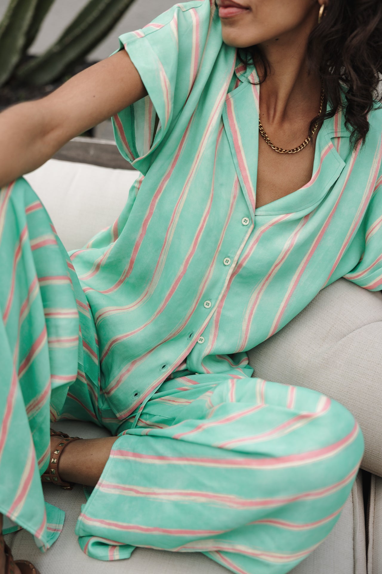 

Chemise fluide à rayures Femme Wina Crafty Stripe deep mint | Freeman T. Porter