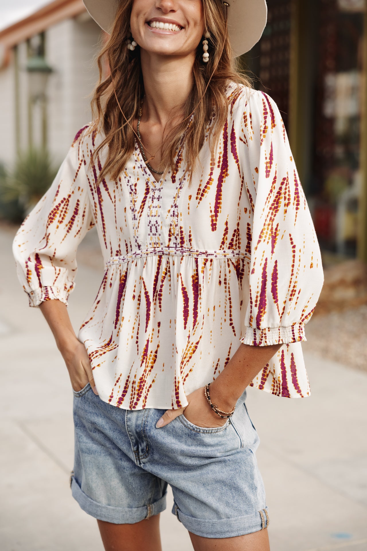 

Blusa fluida Mujer Anile Desert Tie & Dye egret | Freeman T. Porter