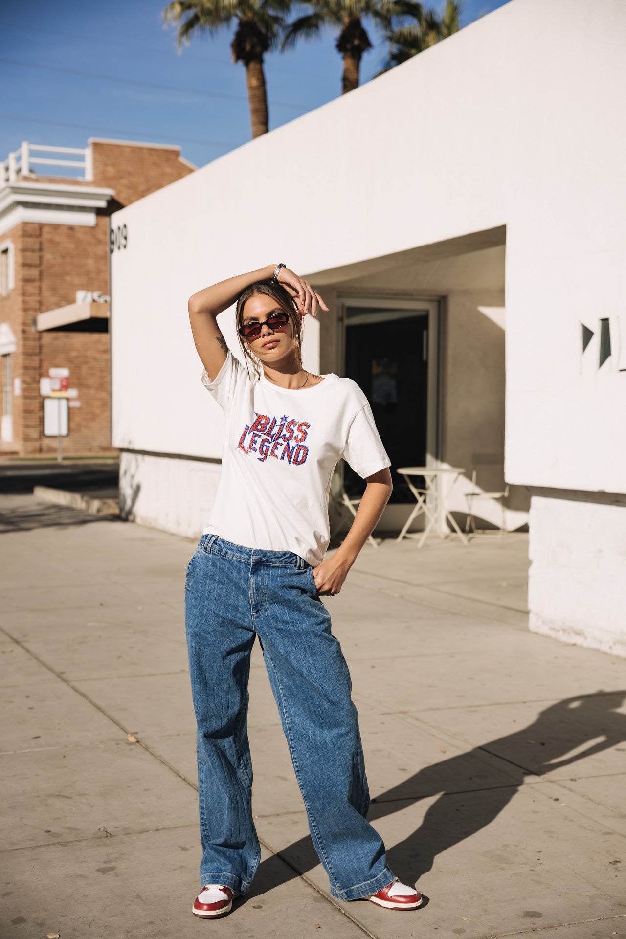 

Printed rhinestone T-shirt Woman Suria Bliss Legend white | Freeman T. Porter