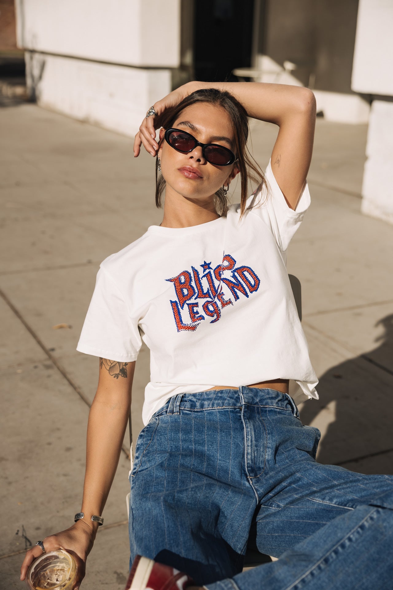 

Printed rhinestone T-shirt Woman Suria Bliss Legend white | Freeman T. Porter