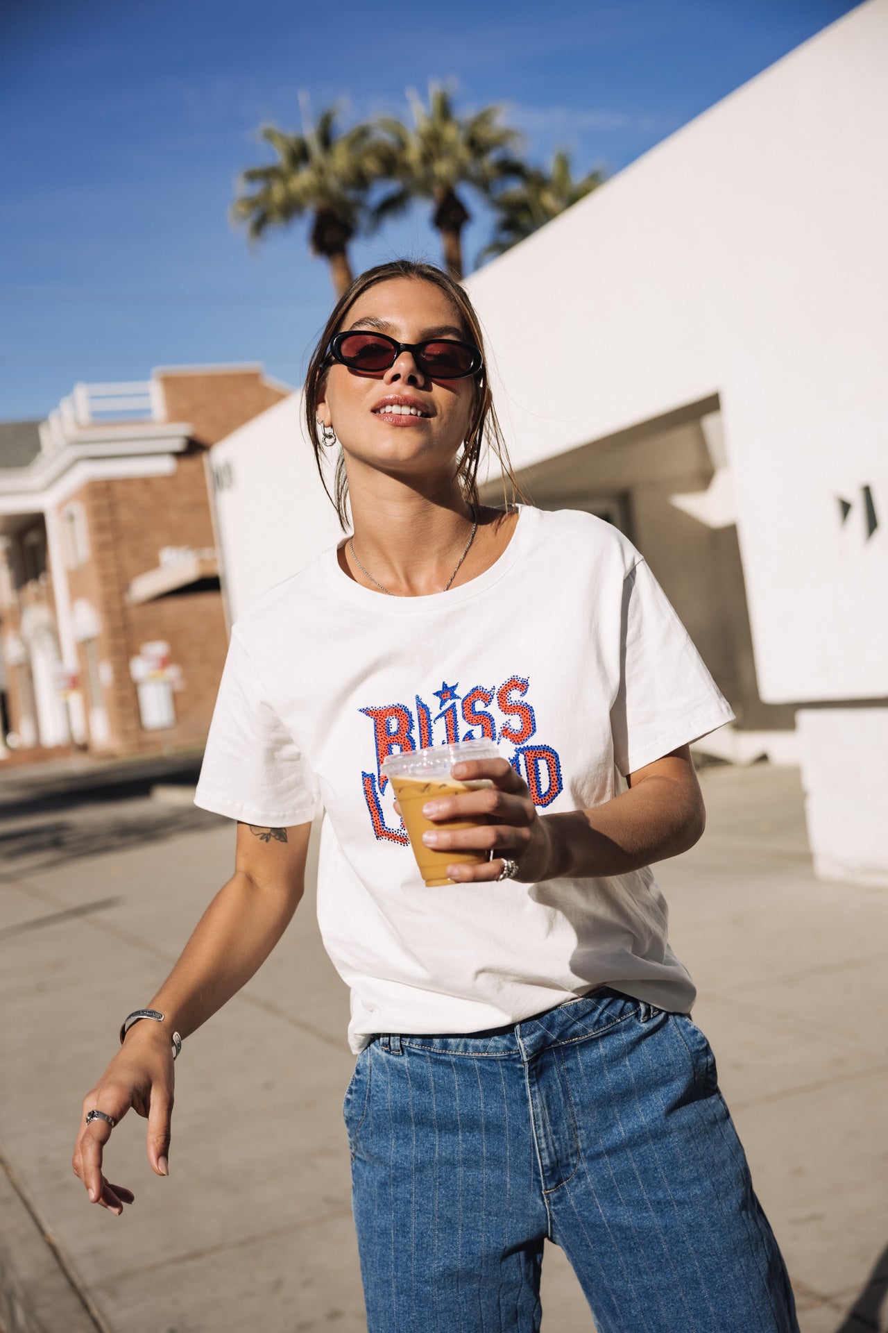 

Printed rhinestone T-shirt Woman Suria Bliss Legend white | Freeman T. Porter
