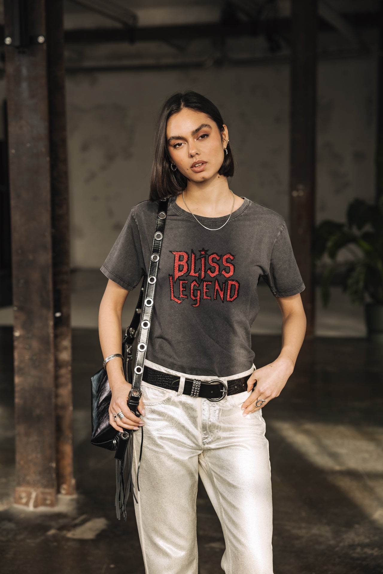   
            

Printed rhinestone T-shirt Woman Suria Bliss Legend carbone | Freeman T. Porter
          
