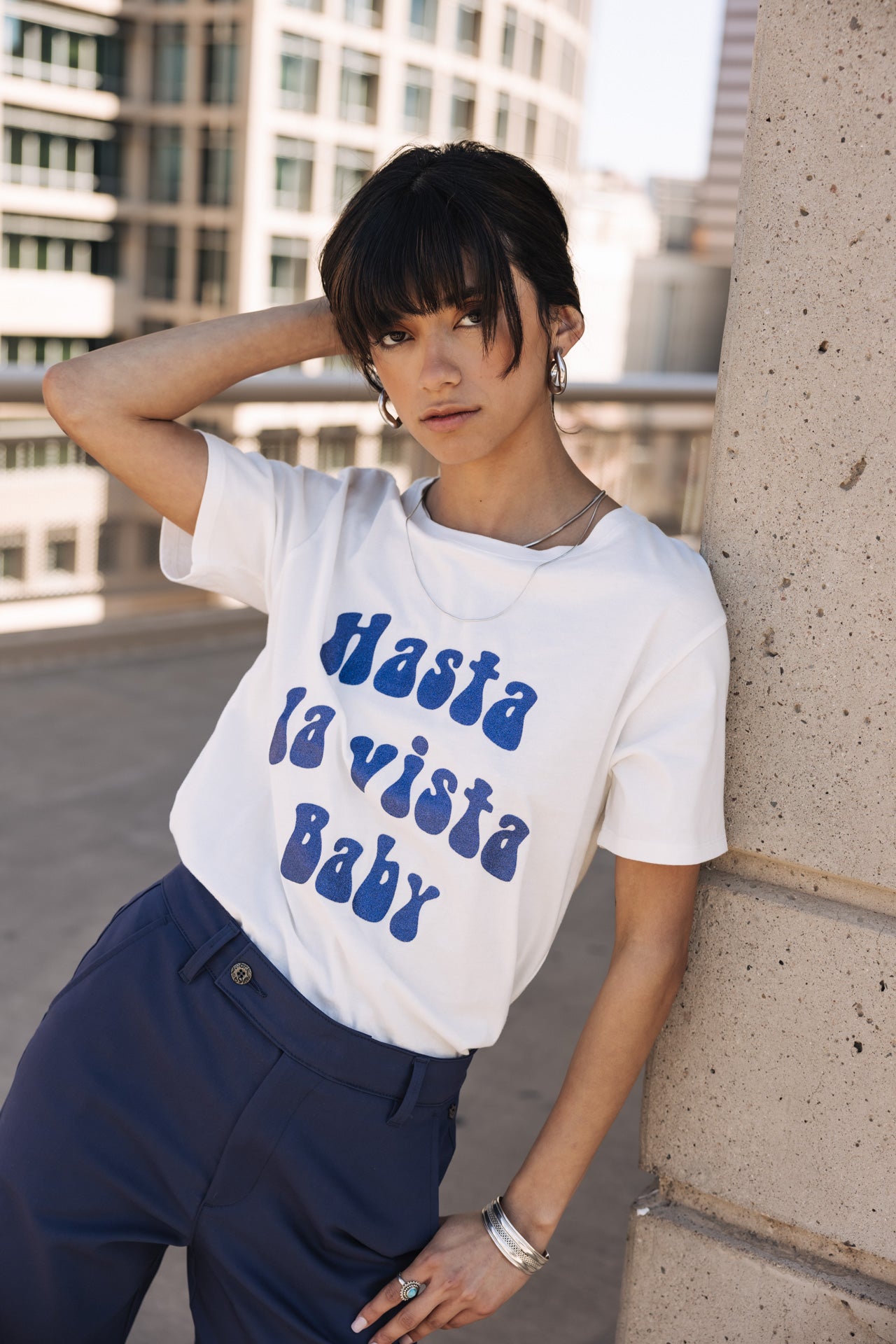 

Printed T-shirt Woman Suria Hasta La Vista Glitter white | Freeman T. Porter