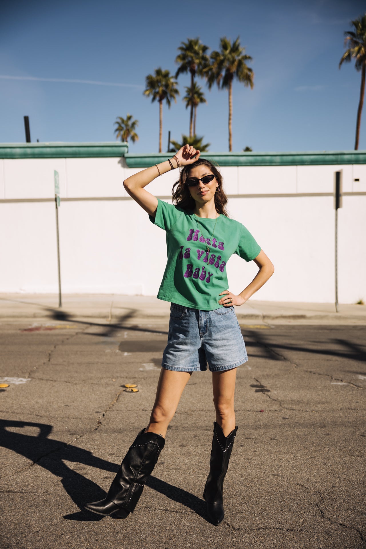 

Camiseta estampada Mujer Suria Hasta La Vista Glitter deep mint | Freeman T. Porter
