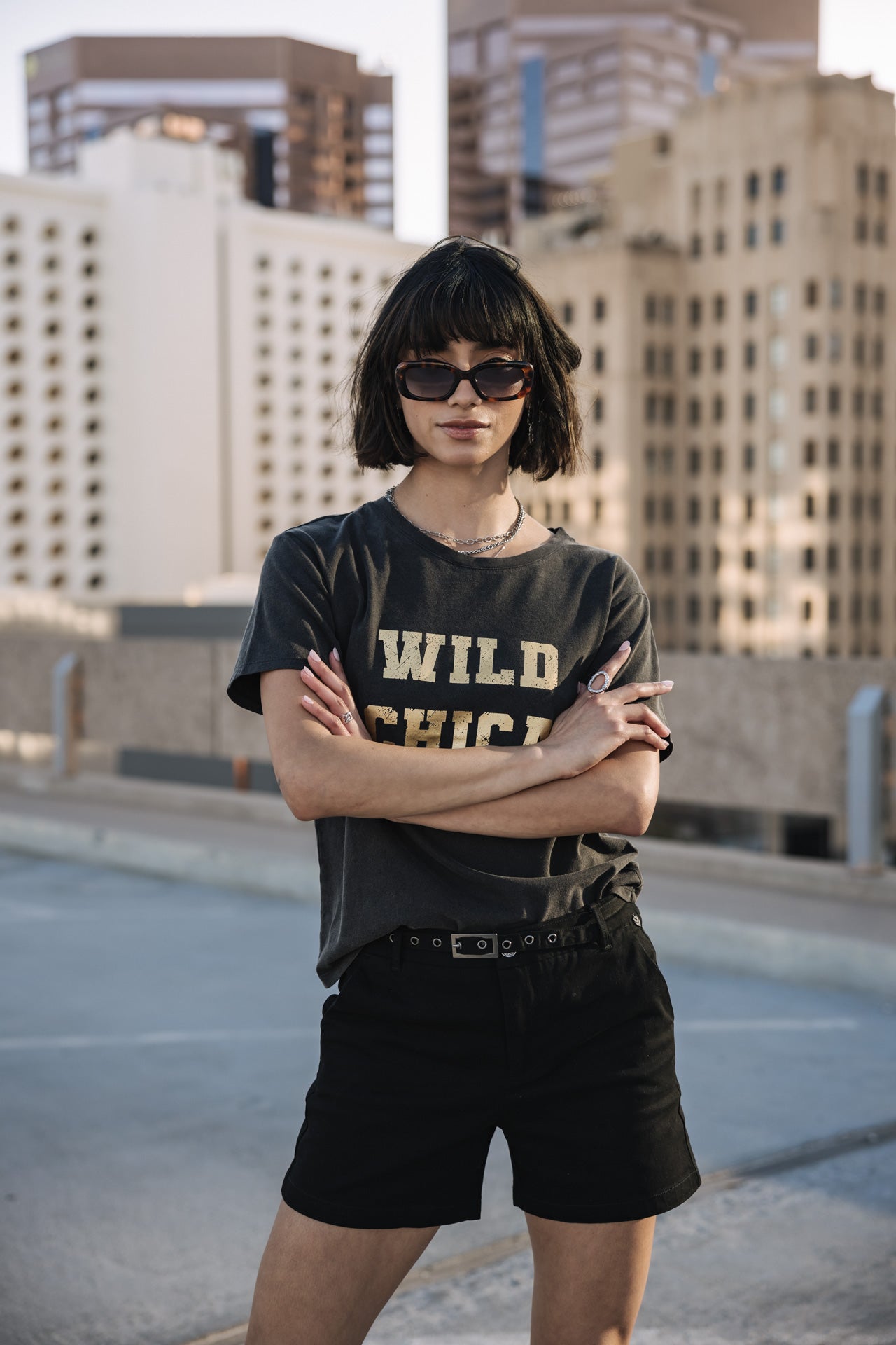 

Printed T-shirt Woman Suria Wild Chica Foil vintage black | Freeman T. Porter