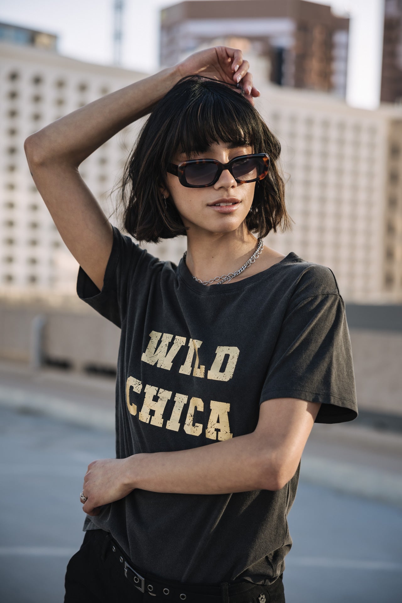 

Printed T-shirt Woman Suria Wild Chica Foil vintage black | Freeman T. Porter