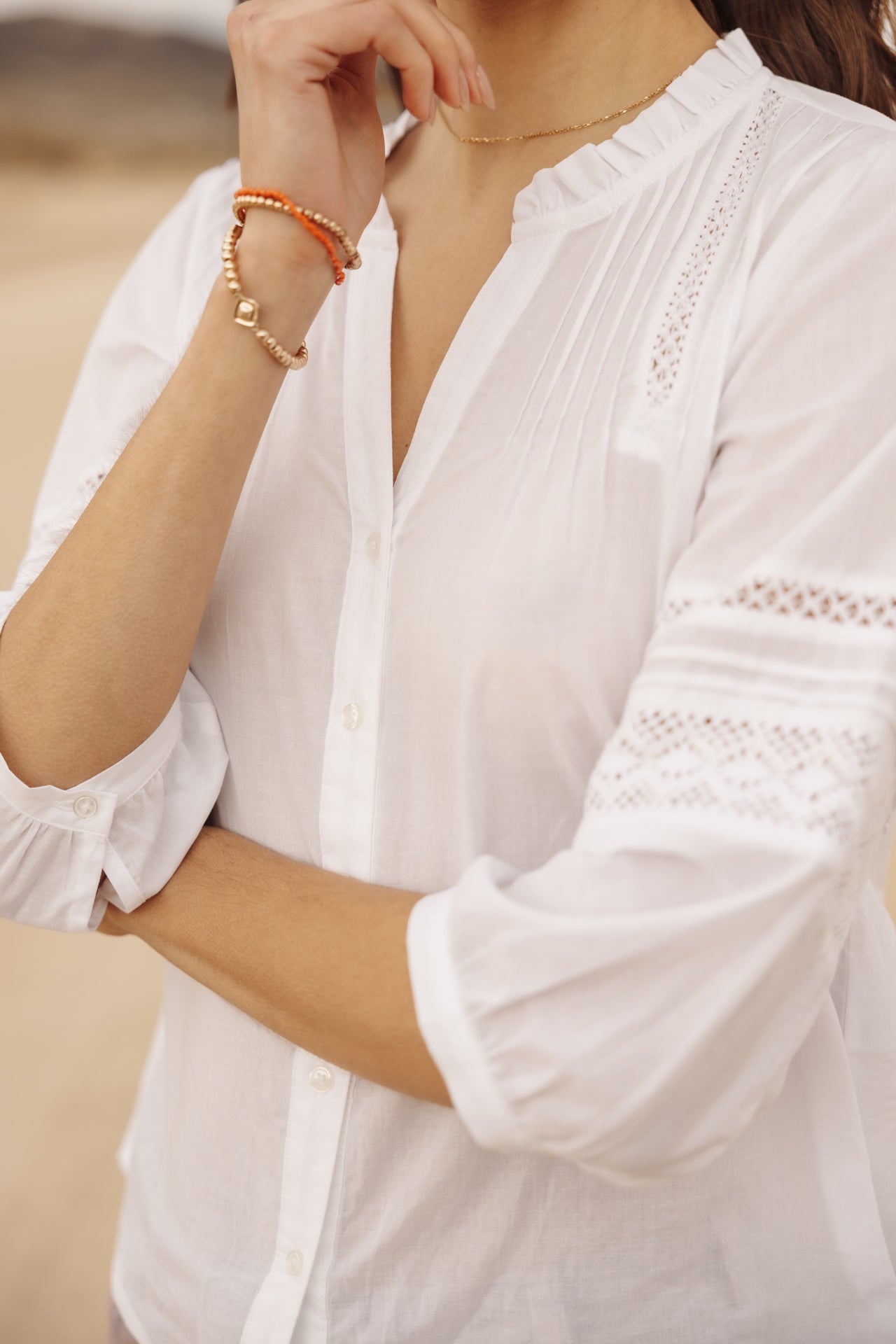 

Lace blouse Woman Brune white | Freeman T. Porter