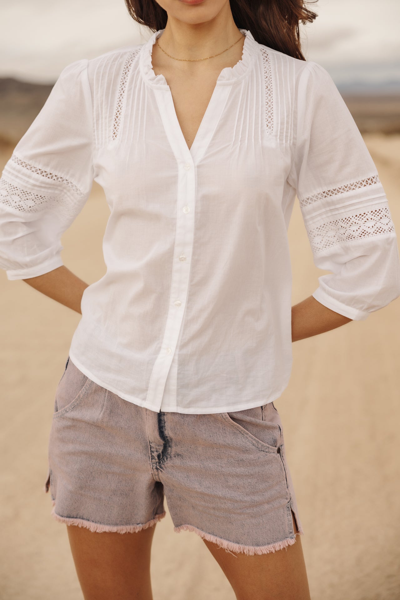 

Lace blouse Woman Brune white | Freeman T. Porter