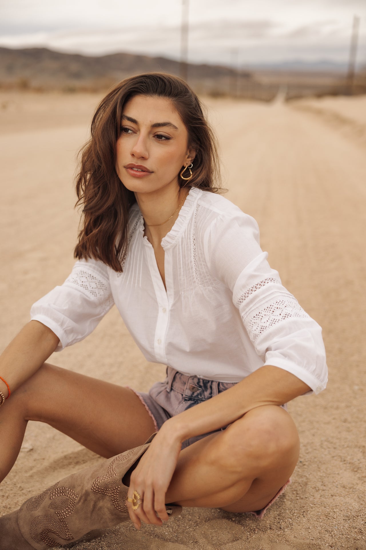 

Lace blouse Woman Brune white | Freeman T. Porter