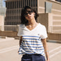 

Striped V-neck T-shirt Woman Tema Stripes Be Alive dazzling blue | Freeman T. Porter