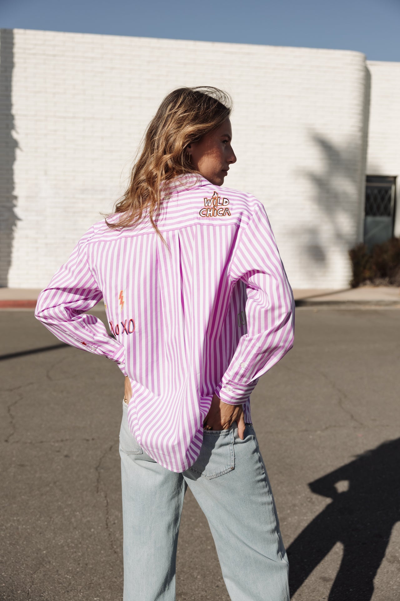 

Chemise rayée à patch Femme Chella Summer Patches lilac | Freeman T. Porter