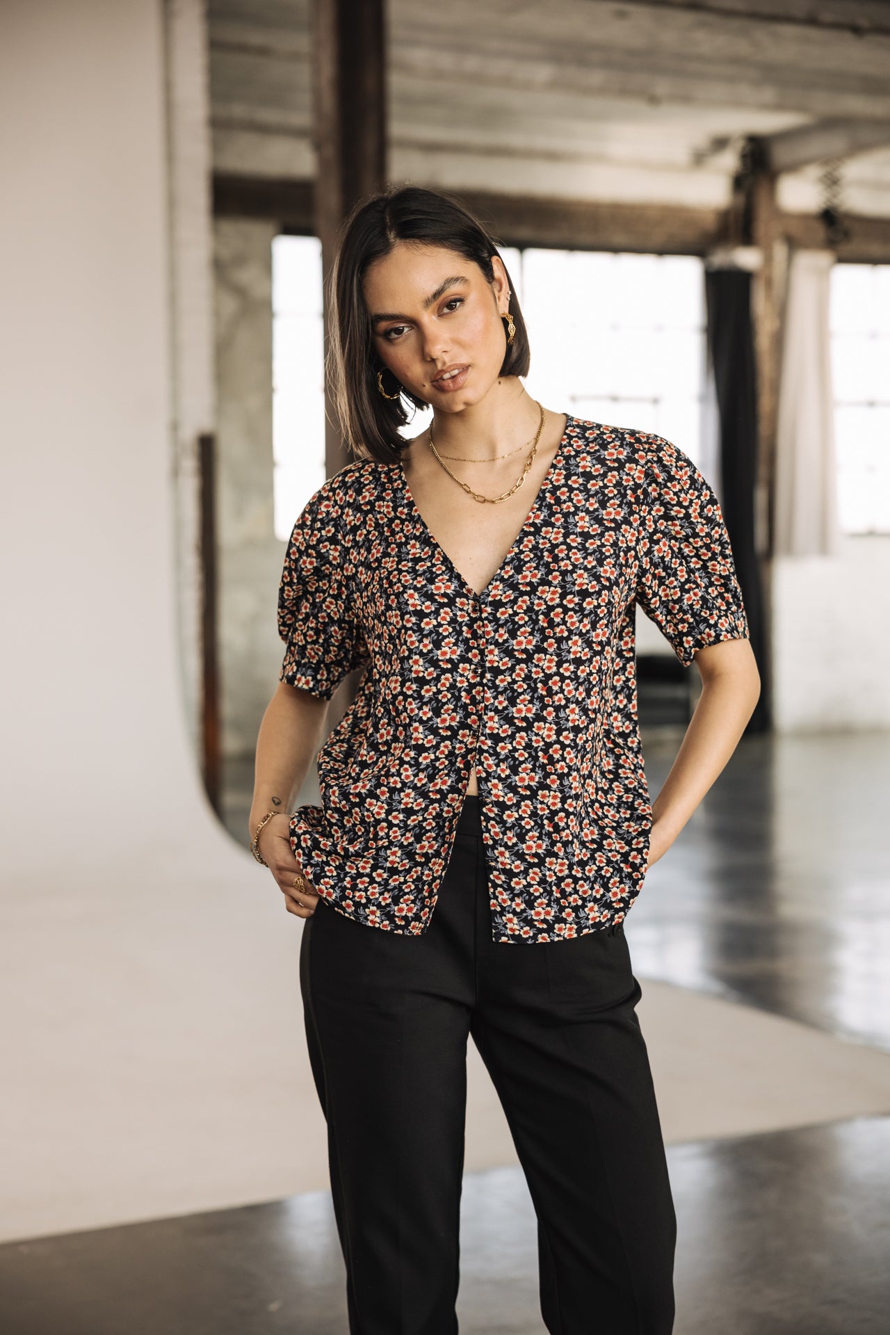

Blouse à manches ballon Femme Tobbia Ditsy night sky | Freeman T. Porter