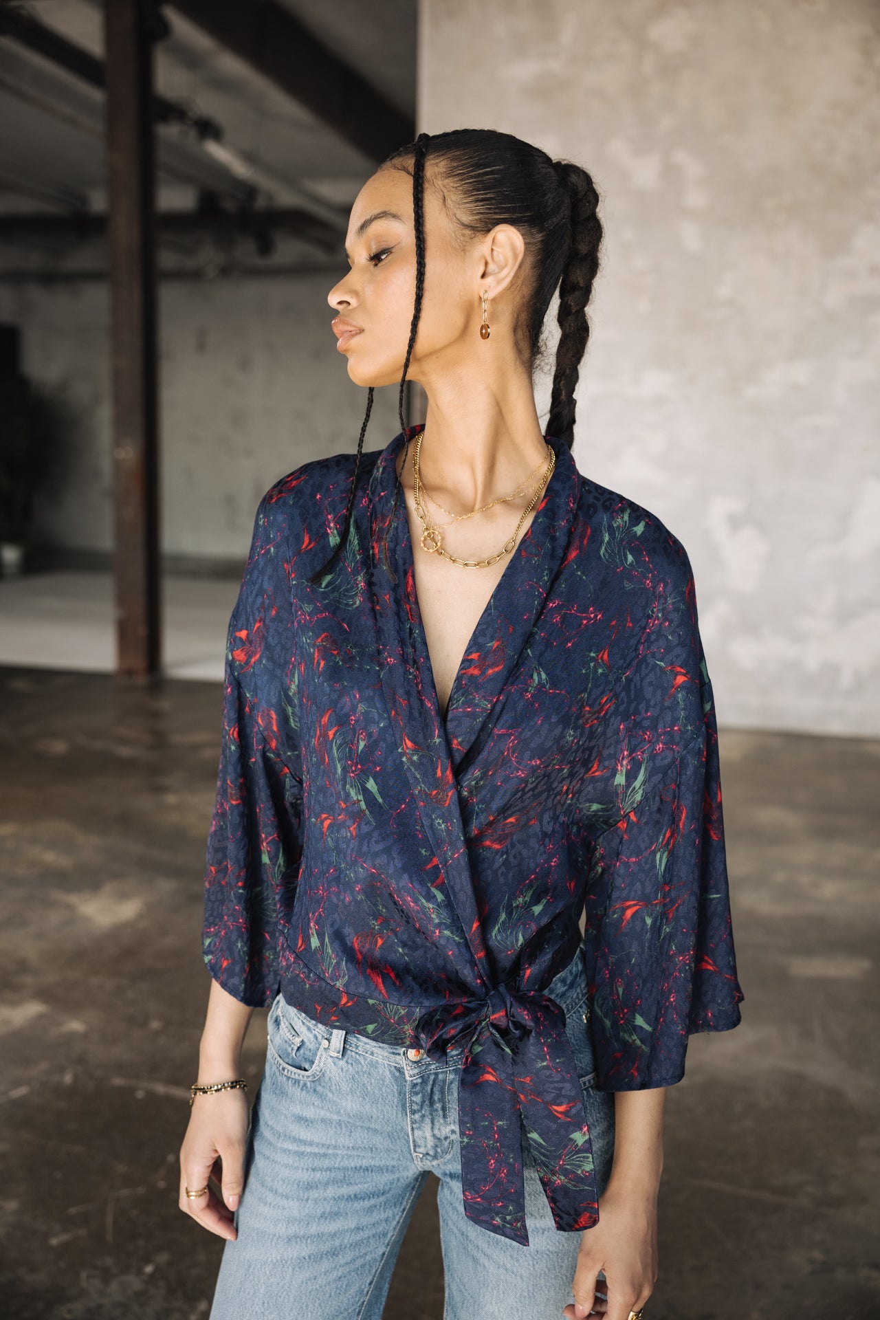 

Top kimono Mujer Triane Carpe Koi navy | Freeman T. Porter