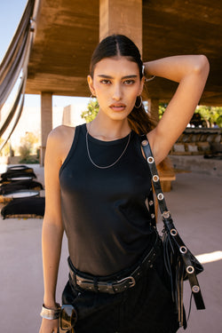 

Lamé tank top Women Dorine Foiled black | Freeman T. Porter