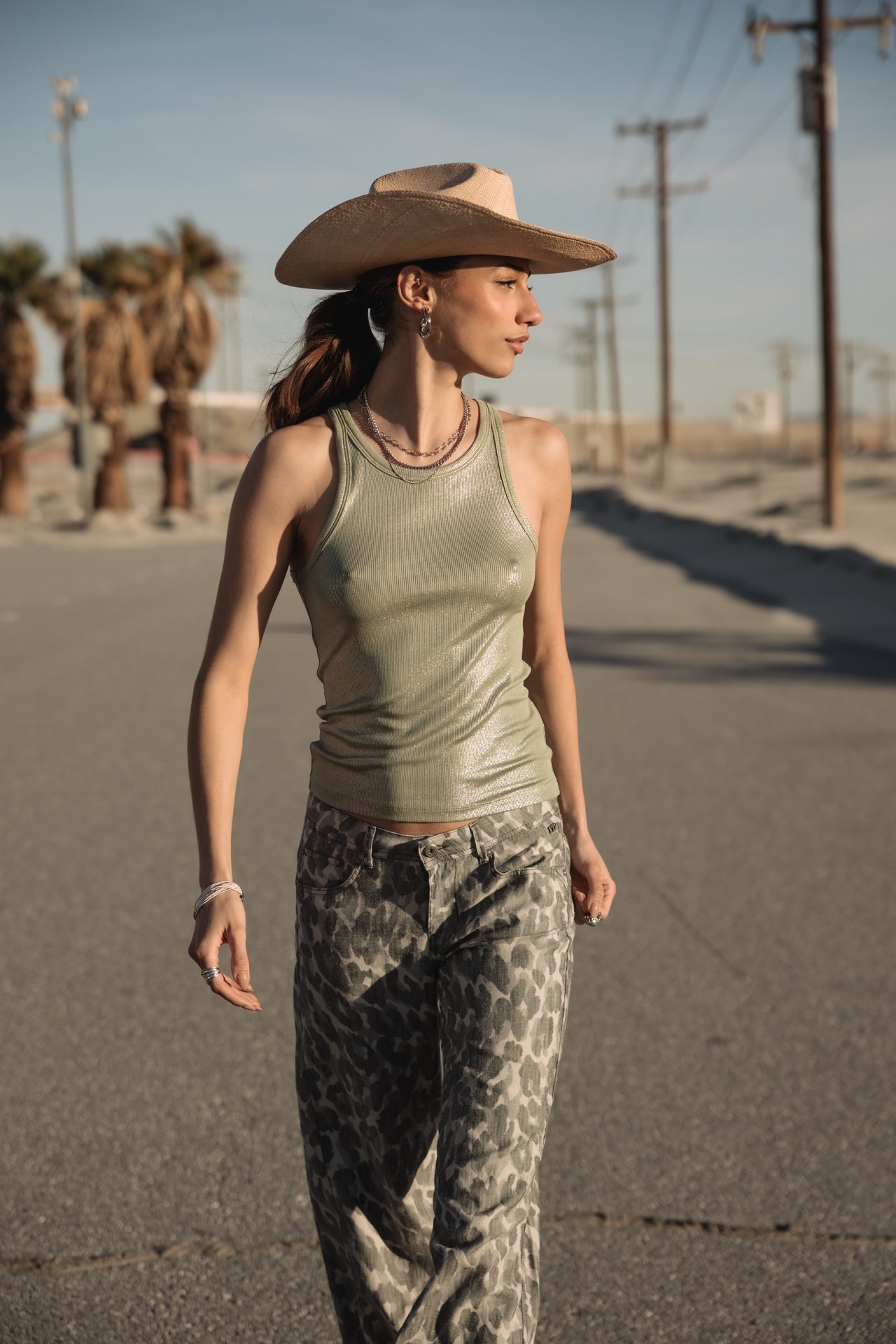

Débardeur lamé Femme Dorine Foiled sage | Freeman T. Porter