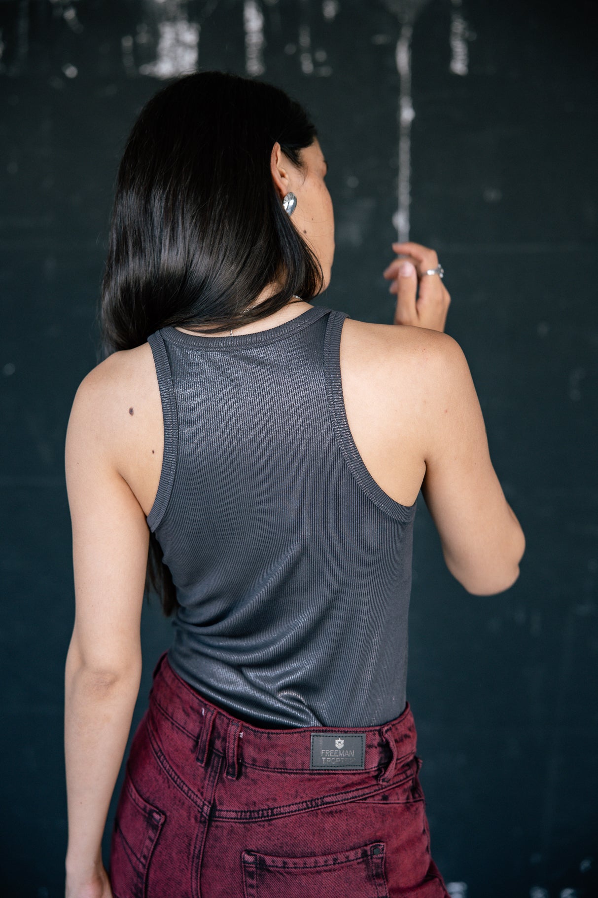 

Débardeur lamé Femme Dorine Foiled carbone | Freeman T. Porter