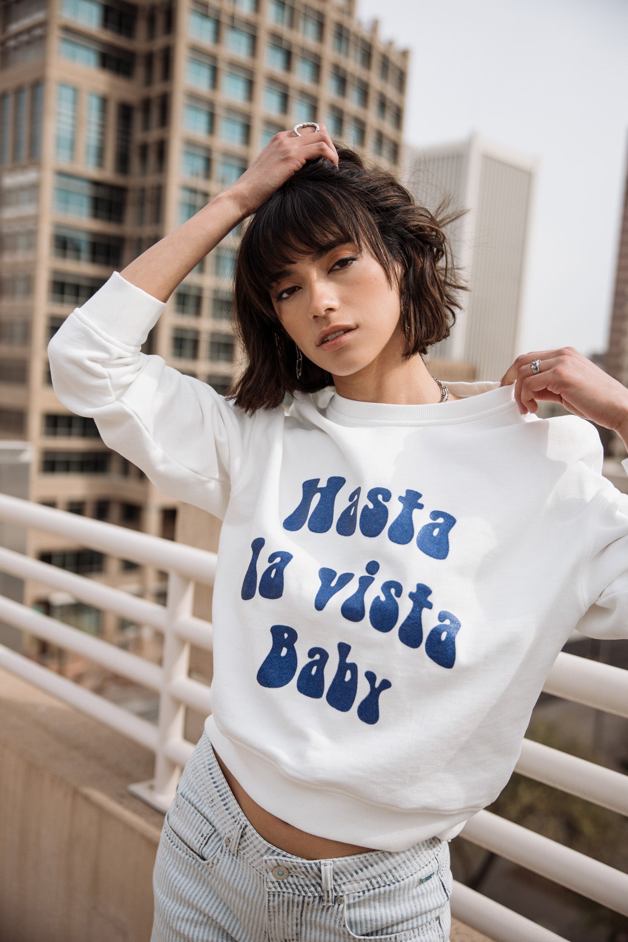  
            

Sweat imprimé Femme Saudade Hasta La Vista Glitter white | Freeman T. Porter
          