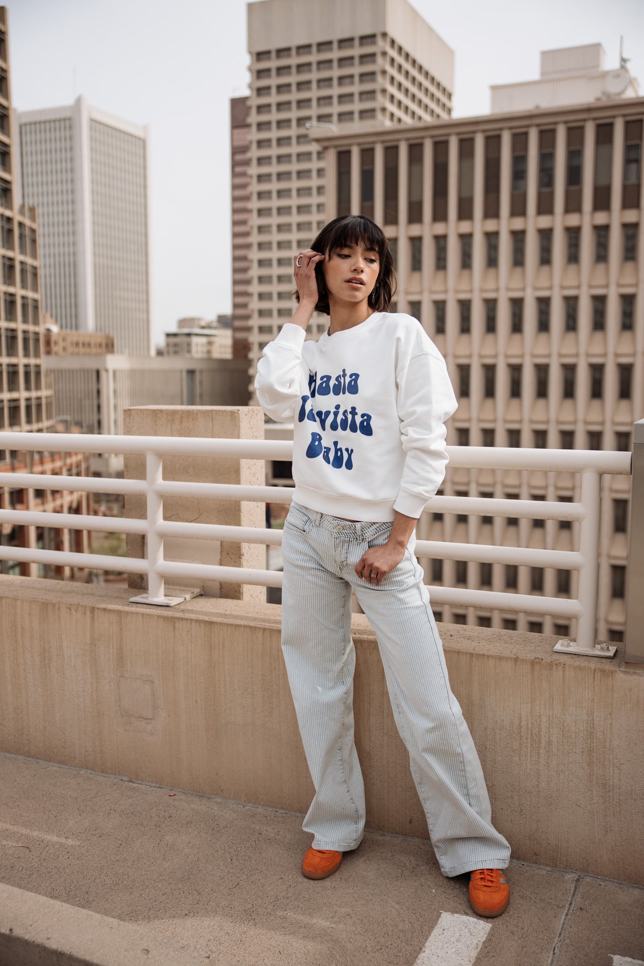

Printed sweatshirt Woman Saudade Hasta La Vista Glitter white | Freeman T. Porter