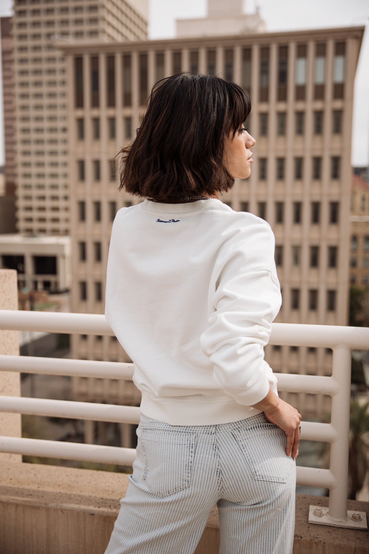 

Printed sweatshirt Woman Saudade Hasta La Vista Glitter white | Freeman T. Porter