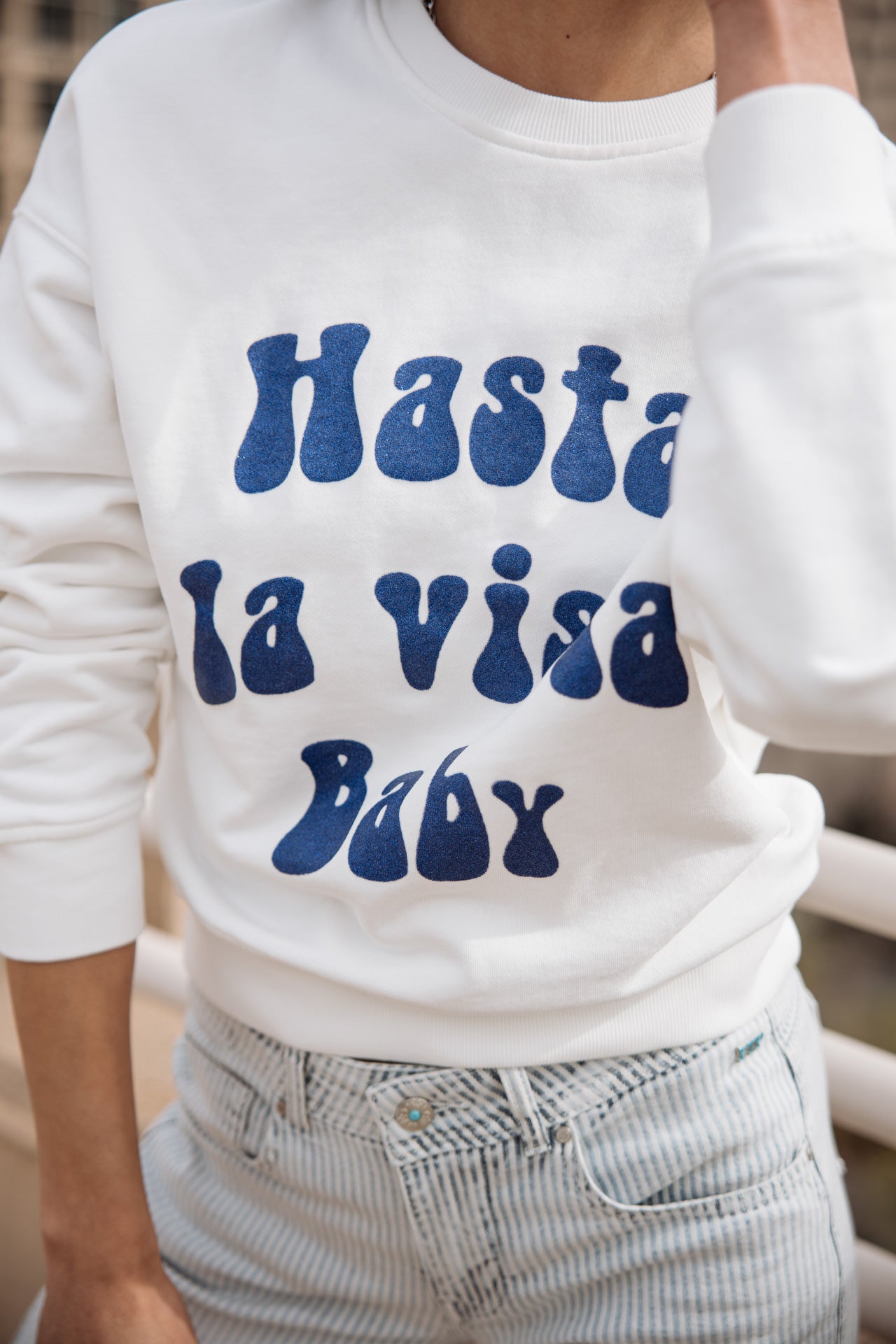 

Printed sweatshirt Woman Saudade Hasta La Vista Glitter white | Freeman T. Porter