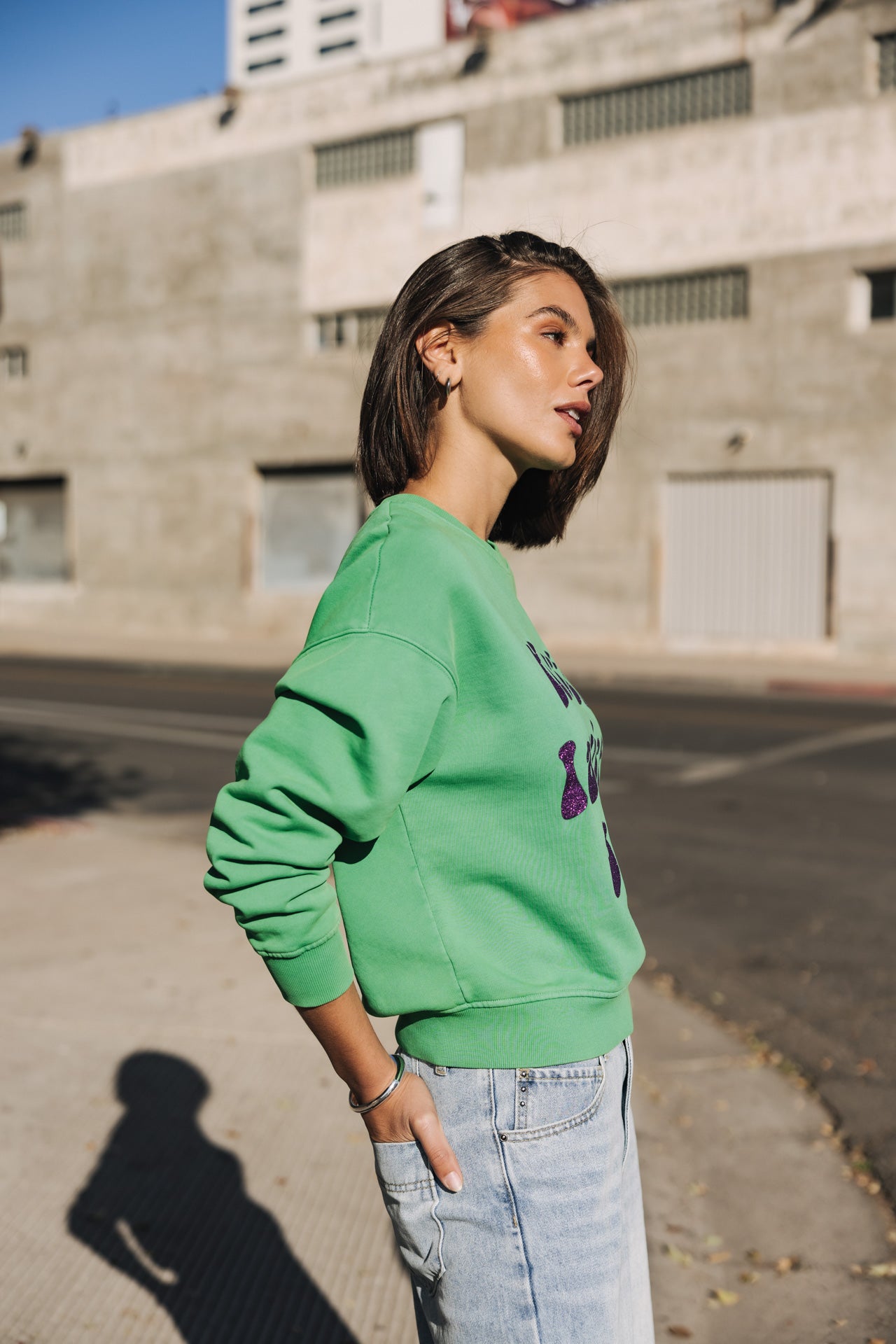 

Sweat imprimé Femme Saudade Hasta La Vista Glitter deep mint | Freeman T. Porter