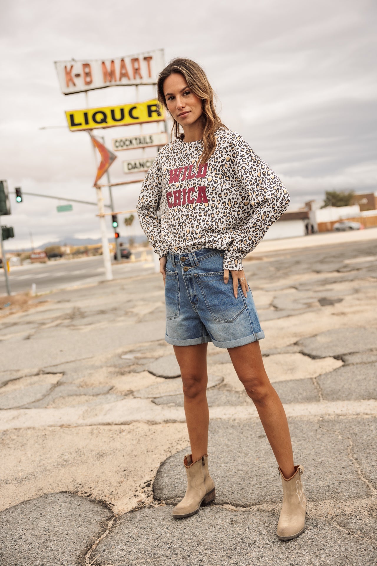 

Bedrucktes Sweatshirt Frau Saudade Leo Glitter off white | Freeman T. Porter