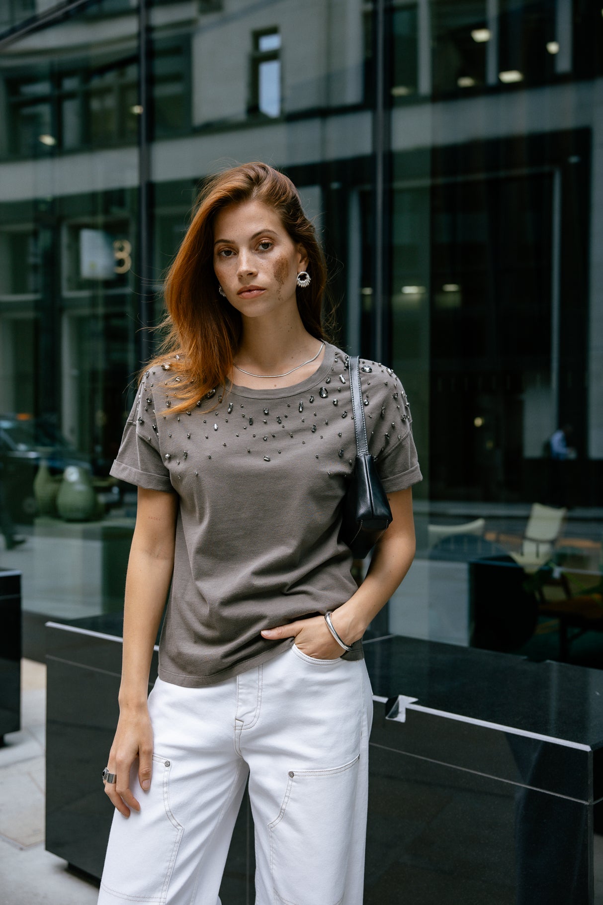 

T-shirt diamants Femme Tomia Grunge steeple grey | Freeman T. Porter