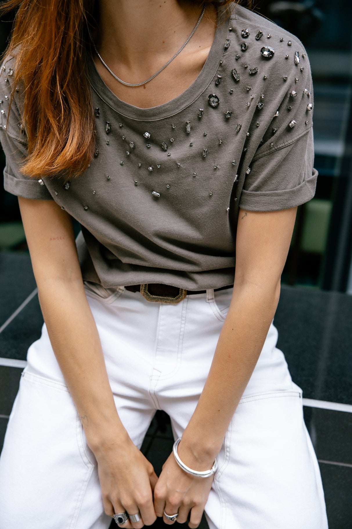 

T-shirt diamants Femme Tomia Grunge steeple grey | Freeman T. Porter
