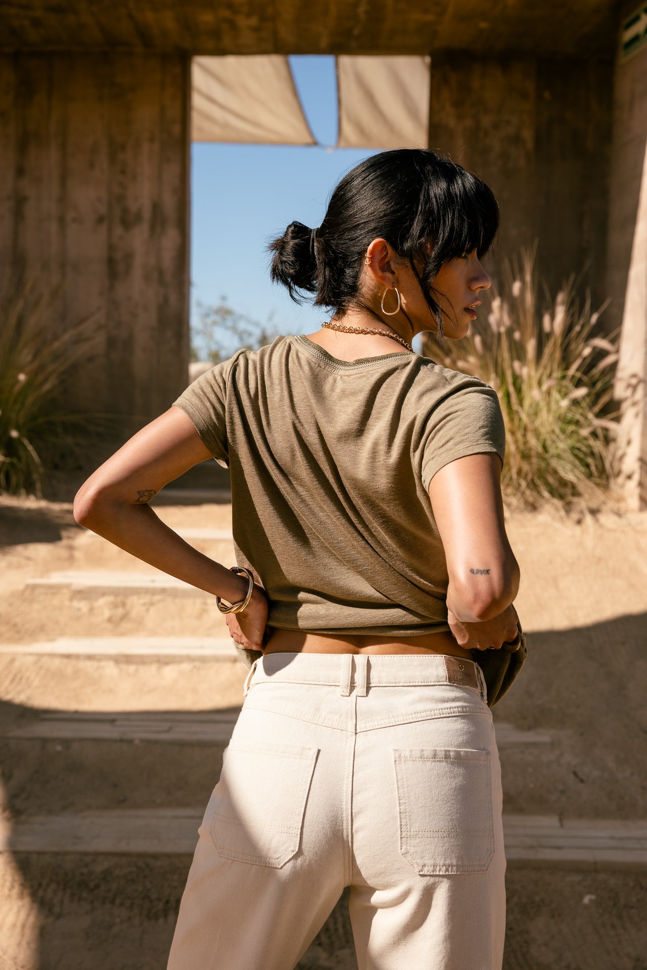 

V-neck T-shirt Women Taile Ribbon aloe | Freeman T. Porter