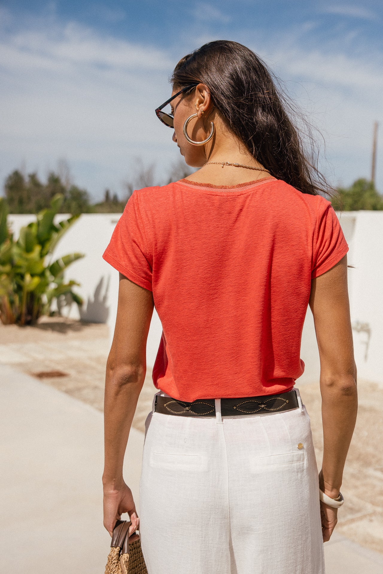 

T-shirt manches courtes col V Femme Taile Ribbon cayenne | Freeman T. Porter