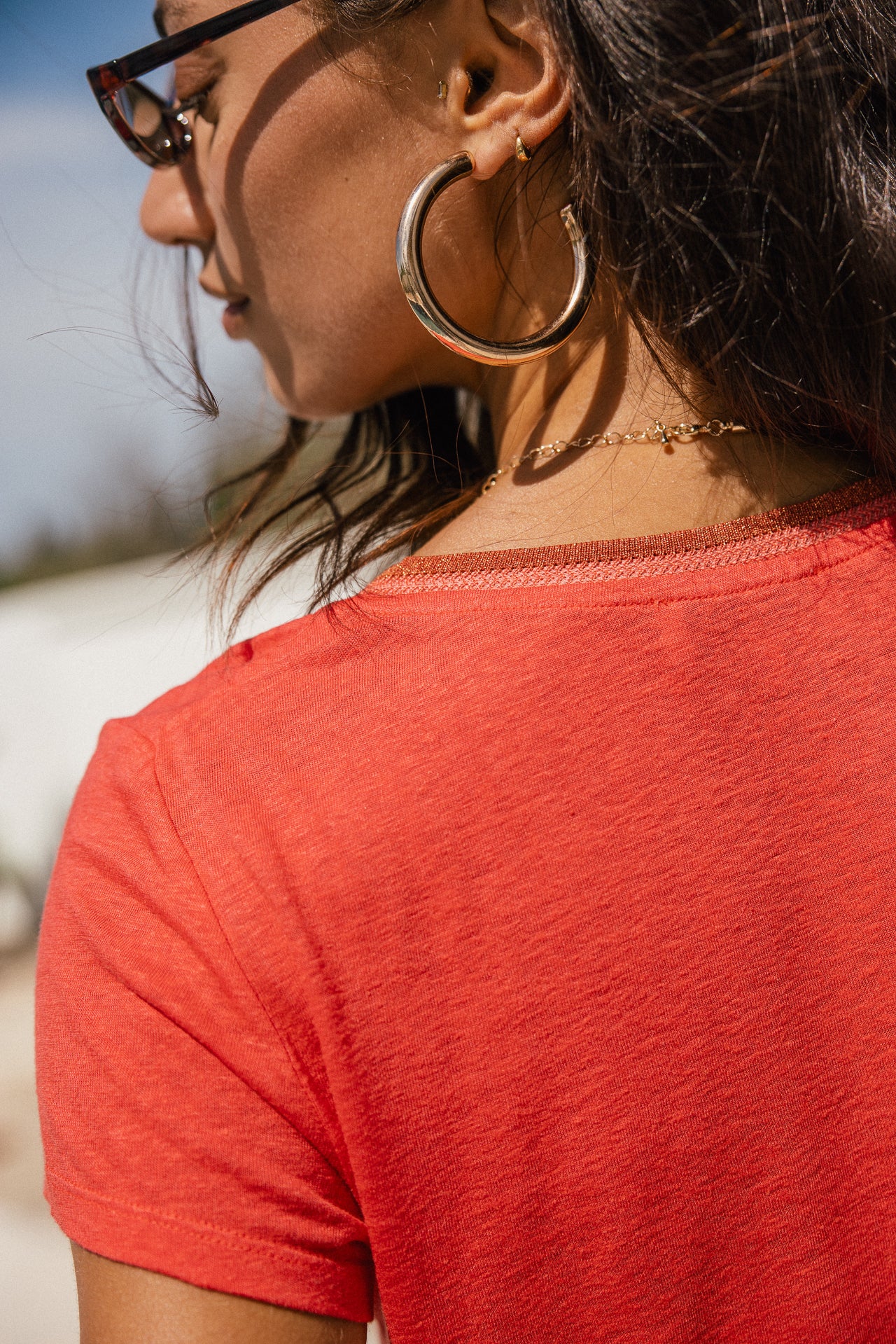 

T-shirt manches courtes col V Femme Taile Ribbon cayenne | Freeman T. Porter