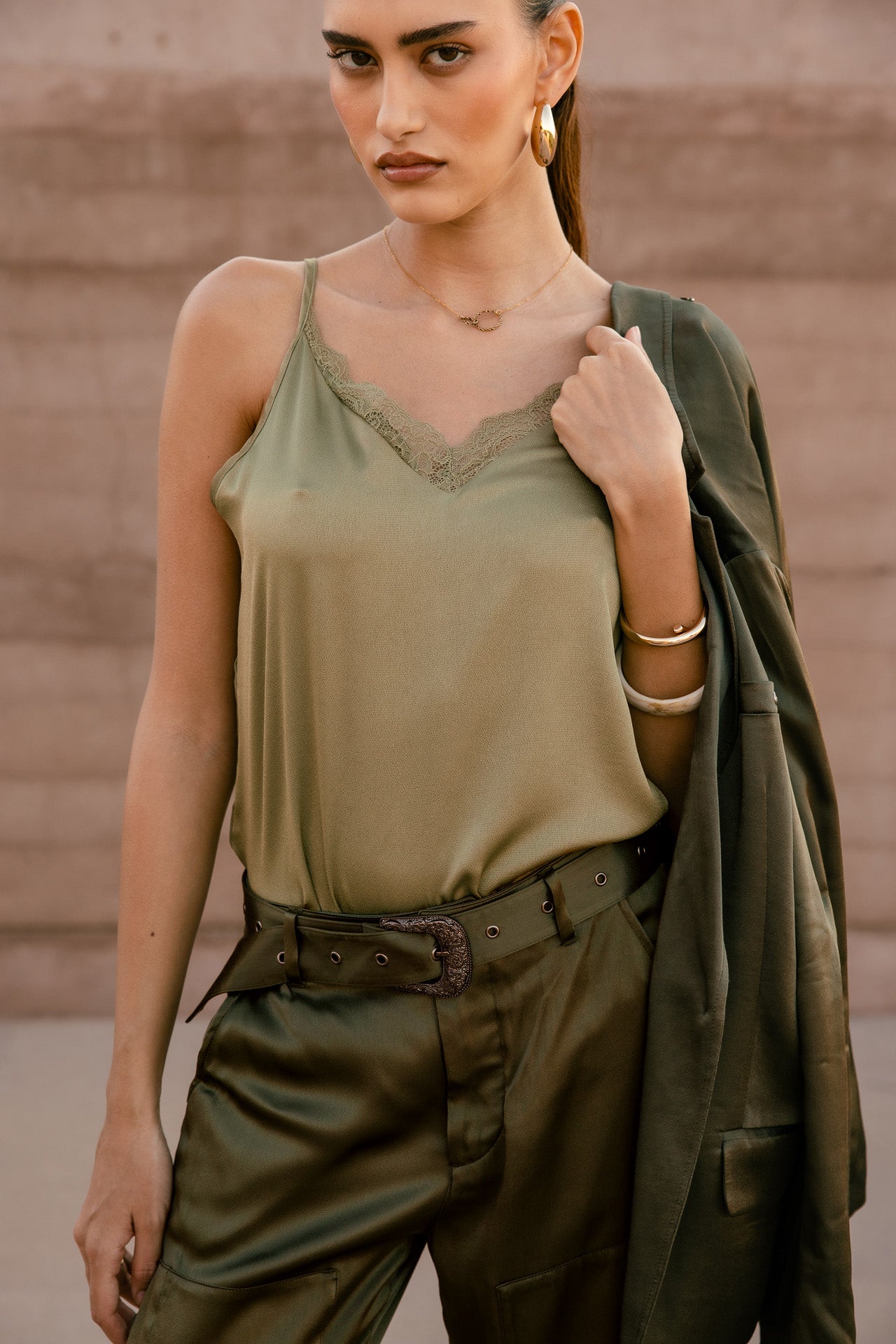 

Top nuisette Femme Seliane Plain deep lichen green | Freeman T. Porter