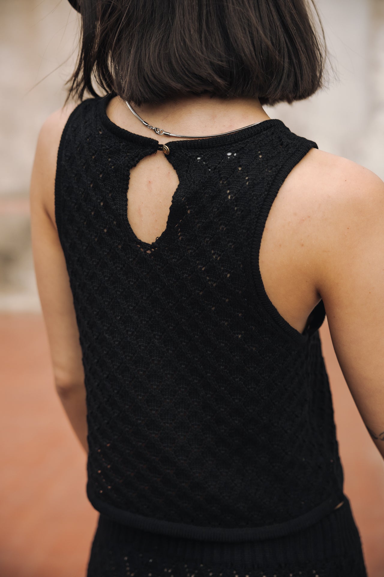 

Débardeur en maille Femme Traia Pointelle black | Freeman T. Porter