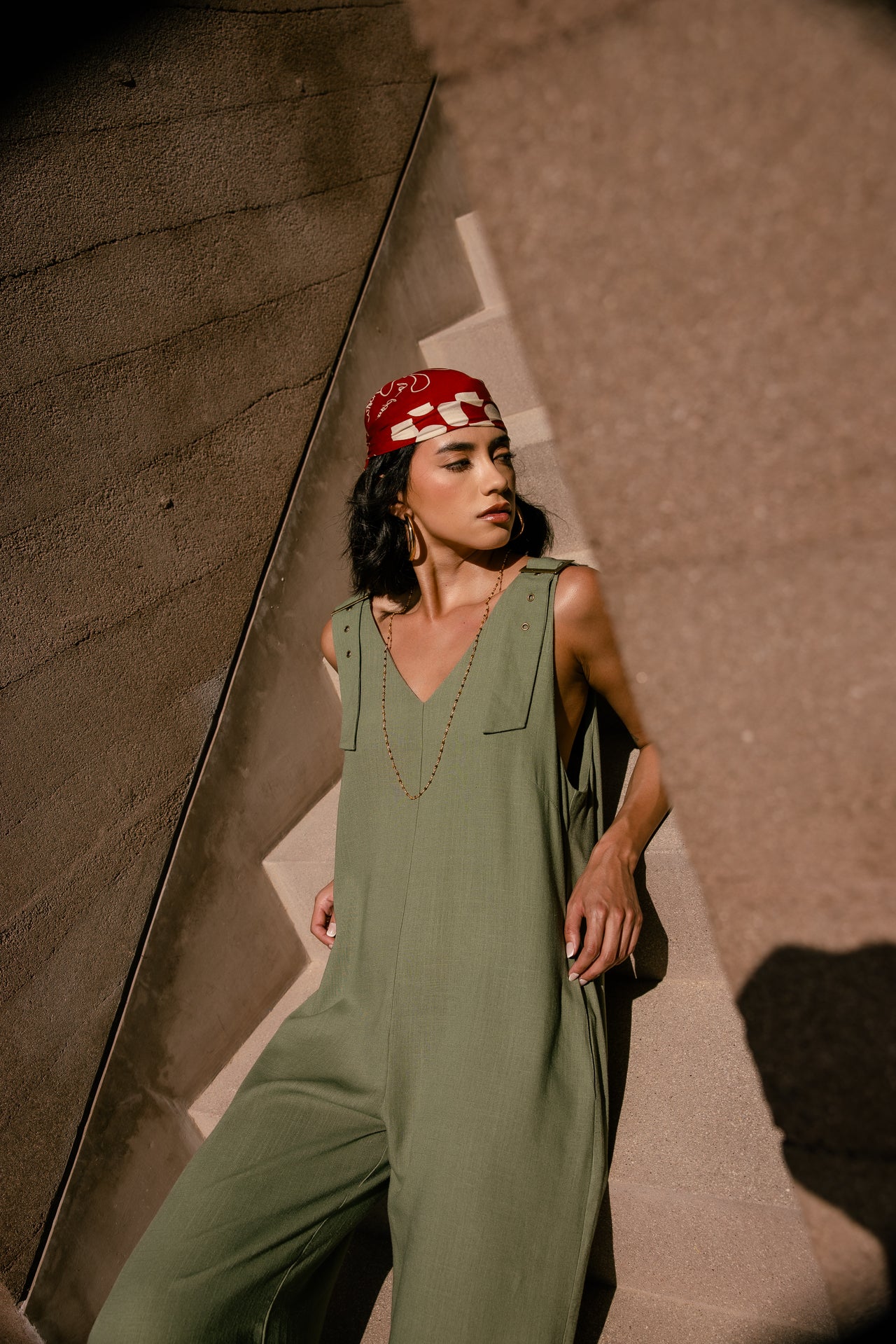 

Salopette loose en lin Femme Mariam deep lichen green | Freeman T. Porter