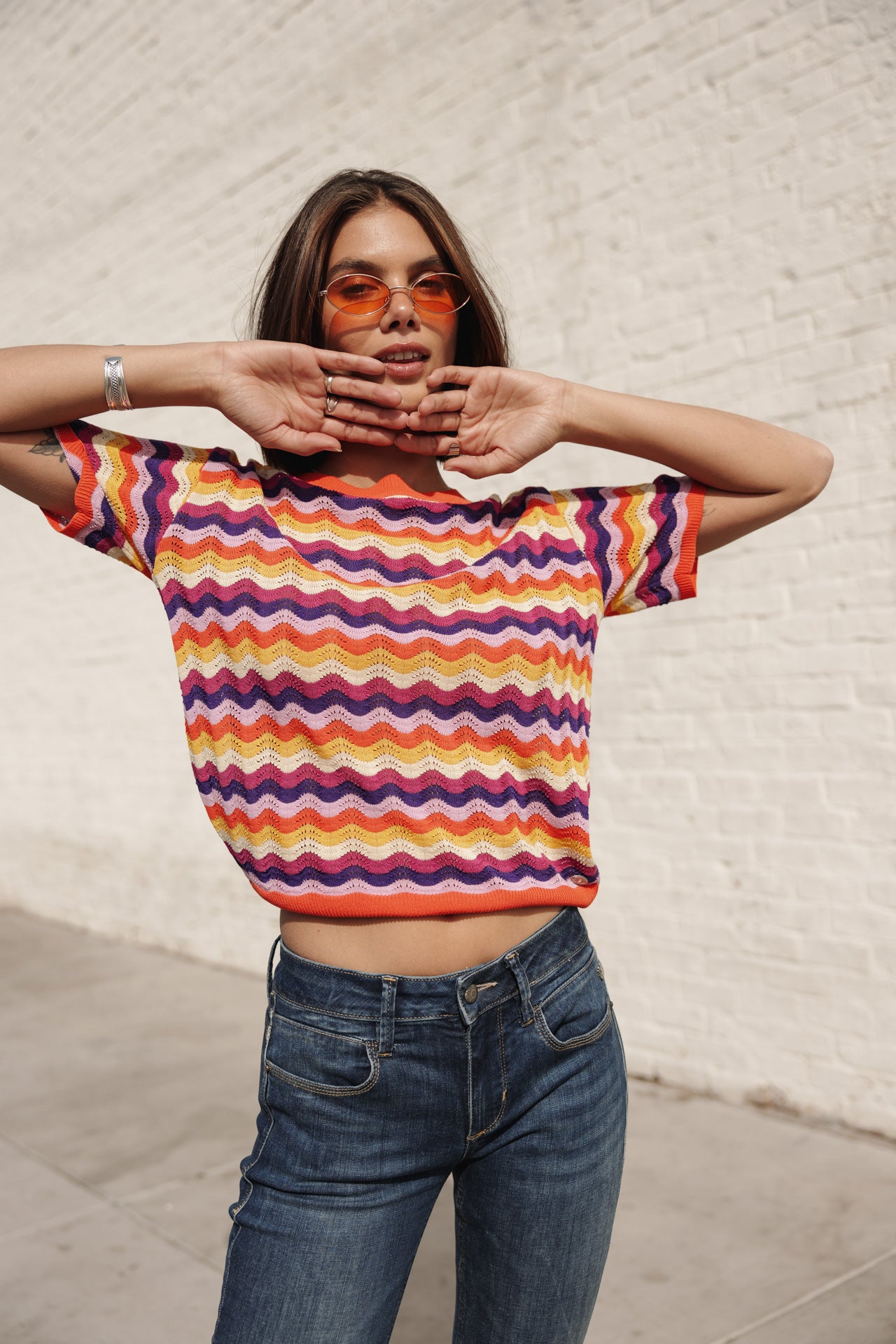 

T-shirt crochet Femme Pelona Wavy tigerlily | Freeman T. Porter