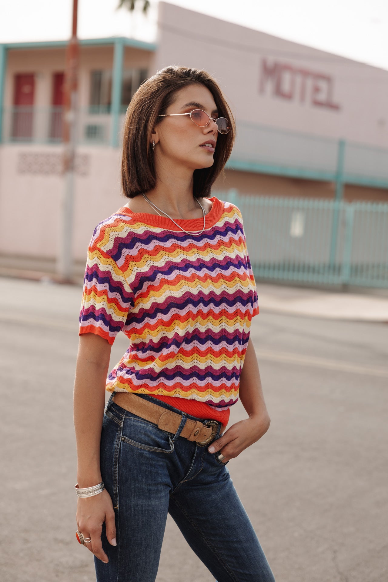 

T-shirt crochet Femme Pelona Wavy tigerlily | Freeman T. Porter