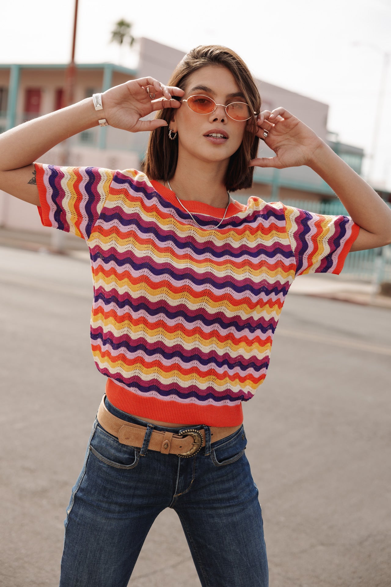 

T-shirt crochet Femme Pelona Wavy tigerlily | Freeman T. Porter