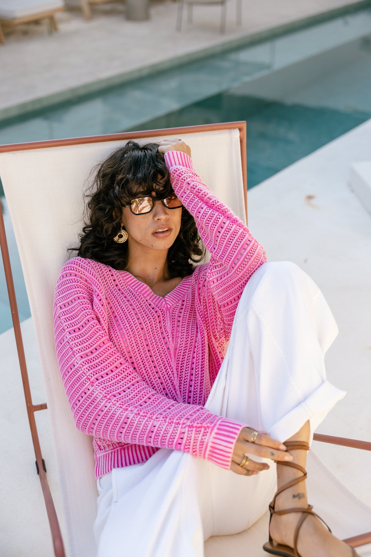 

Openwork sweater Woman Persiana Color Used fushia rose | Freeman T. Porter