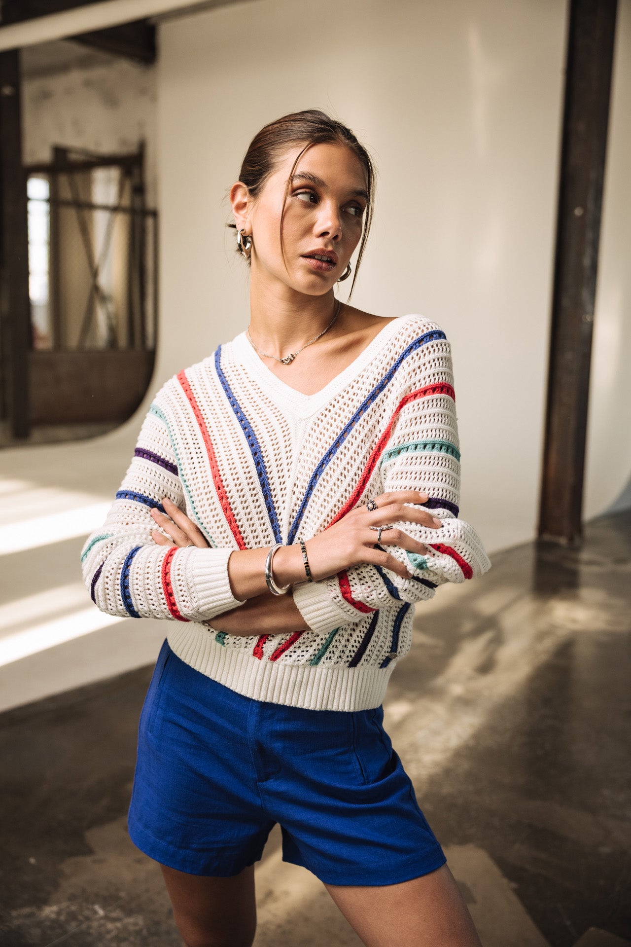   
            

Pull en maille ajourée Femme Persiana Multico white | Freeman T. Porter
          