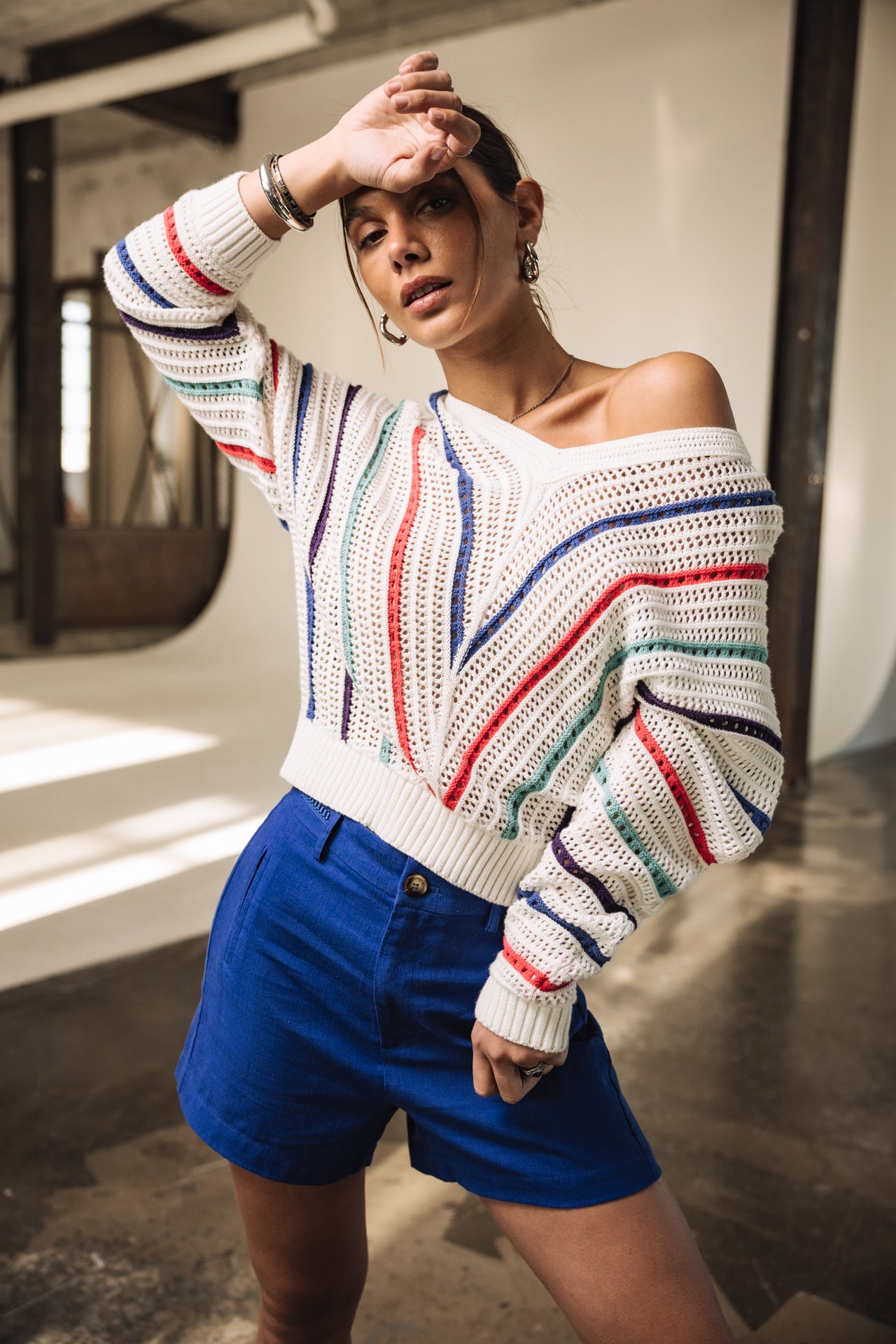 

Pull en maille ajourée Femme Persiana Multico white | Freeman T. Porter