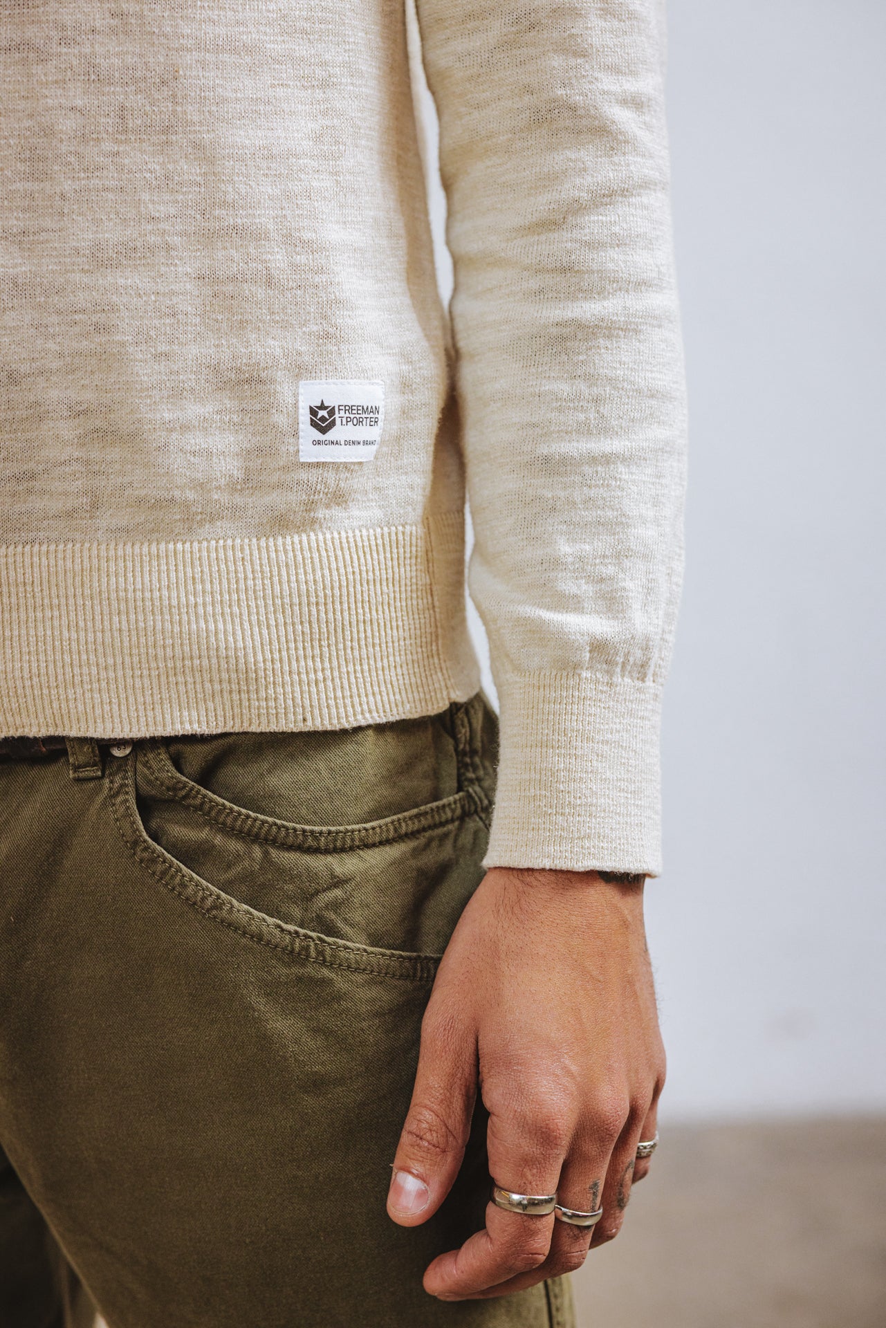 

Pull col rond Homme Solino Sluby light gray | Freeman T. Porter