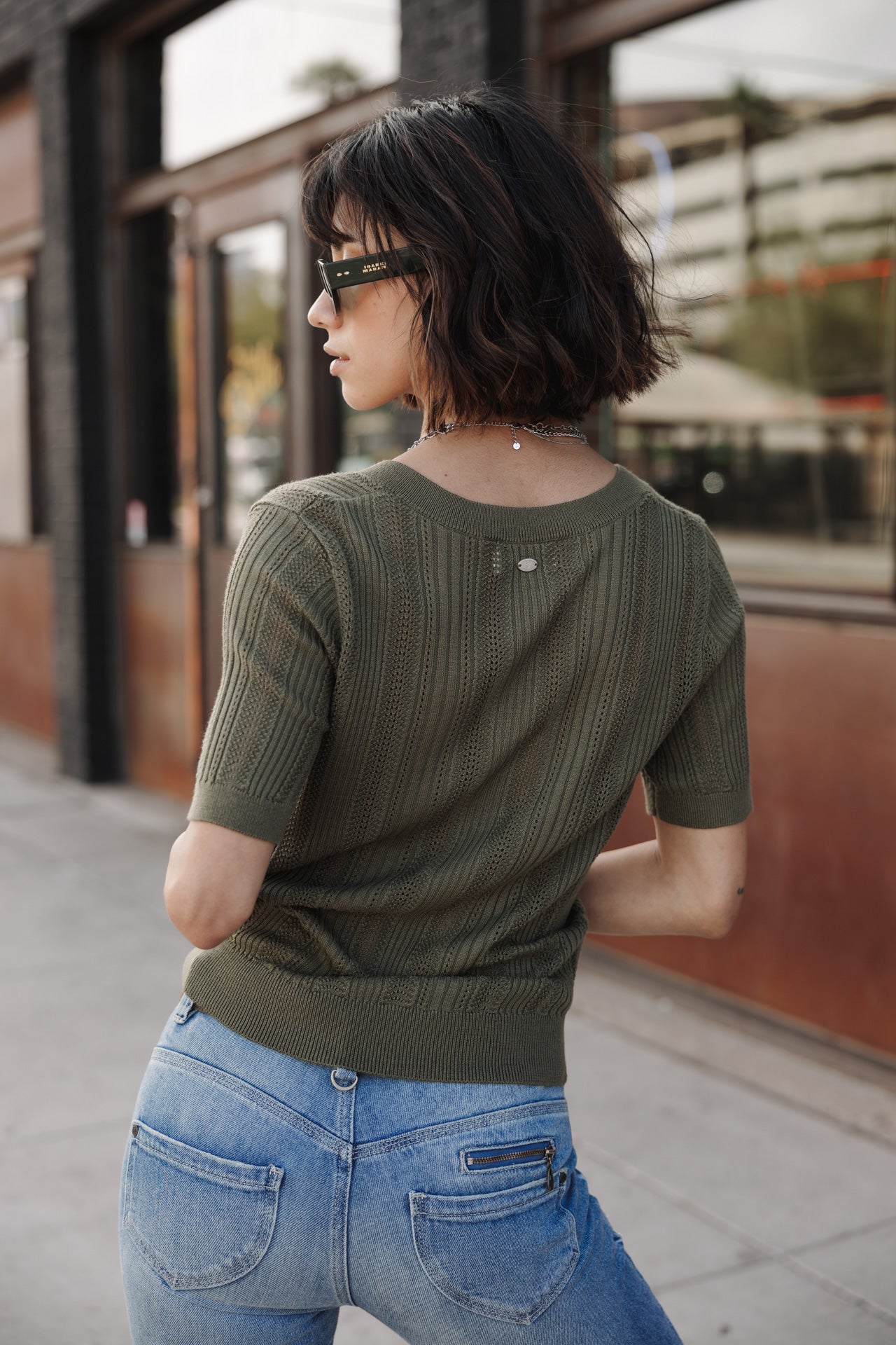 

Openwork T-shirt Woman Polane Rib four leaf clover | Freeman T. Porter