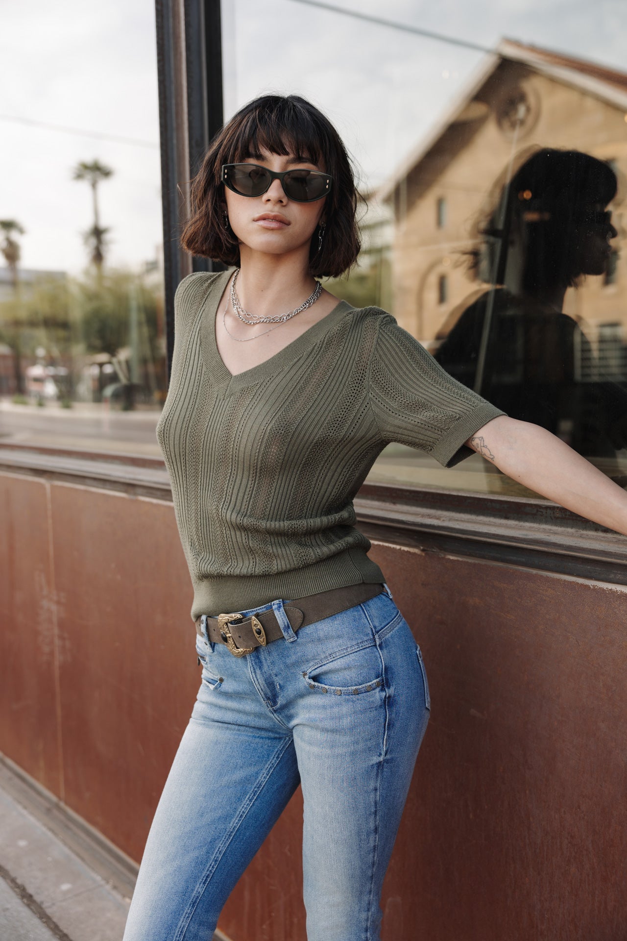 

Openwork T-shirt Woman Polane Rib four leaf clover | Freeman T. Porter