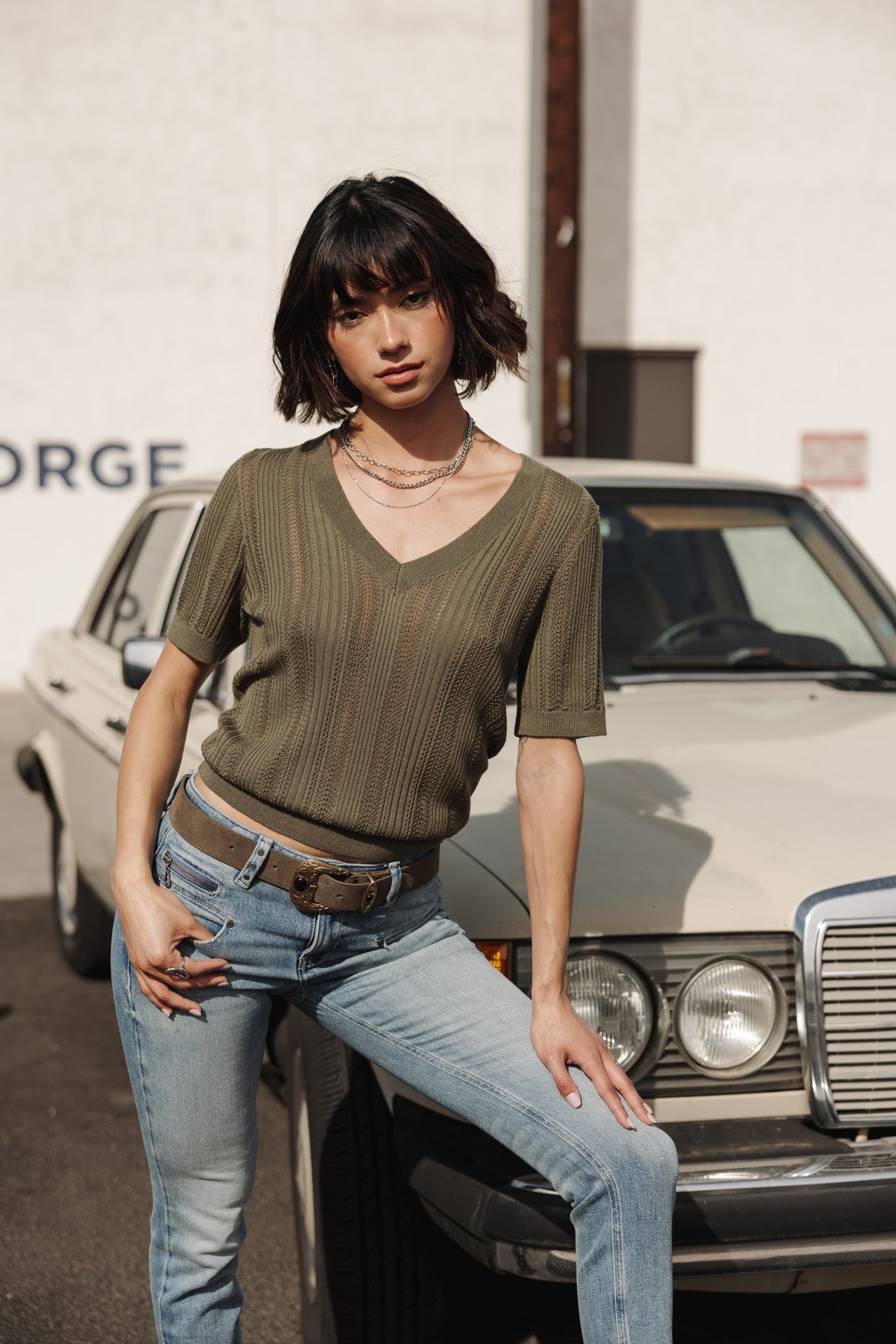 

Openwork T-shirt Woman Polane Rib four leaf clover | Freeman T. Porter