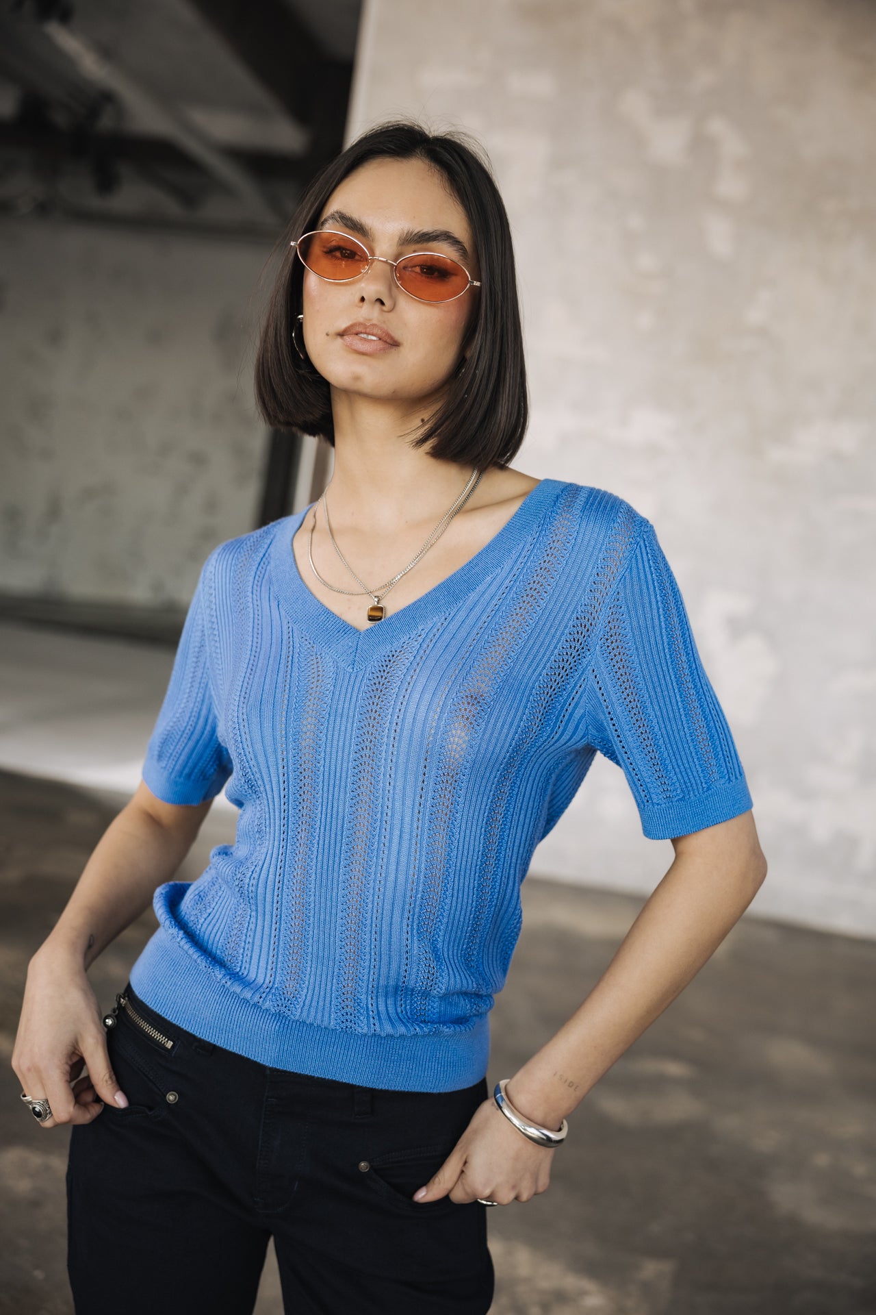 
              

T-shirt en maille ajourée Femme Polane Rib granada sky | Freeman T. Porter
            