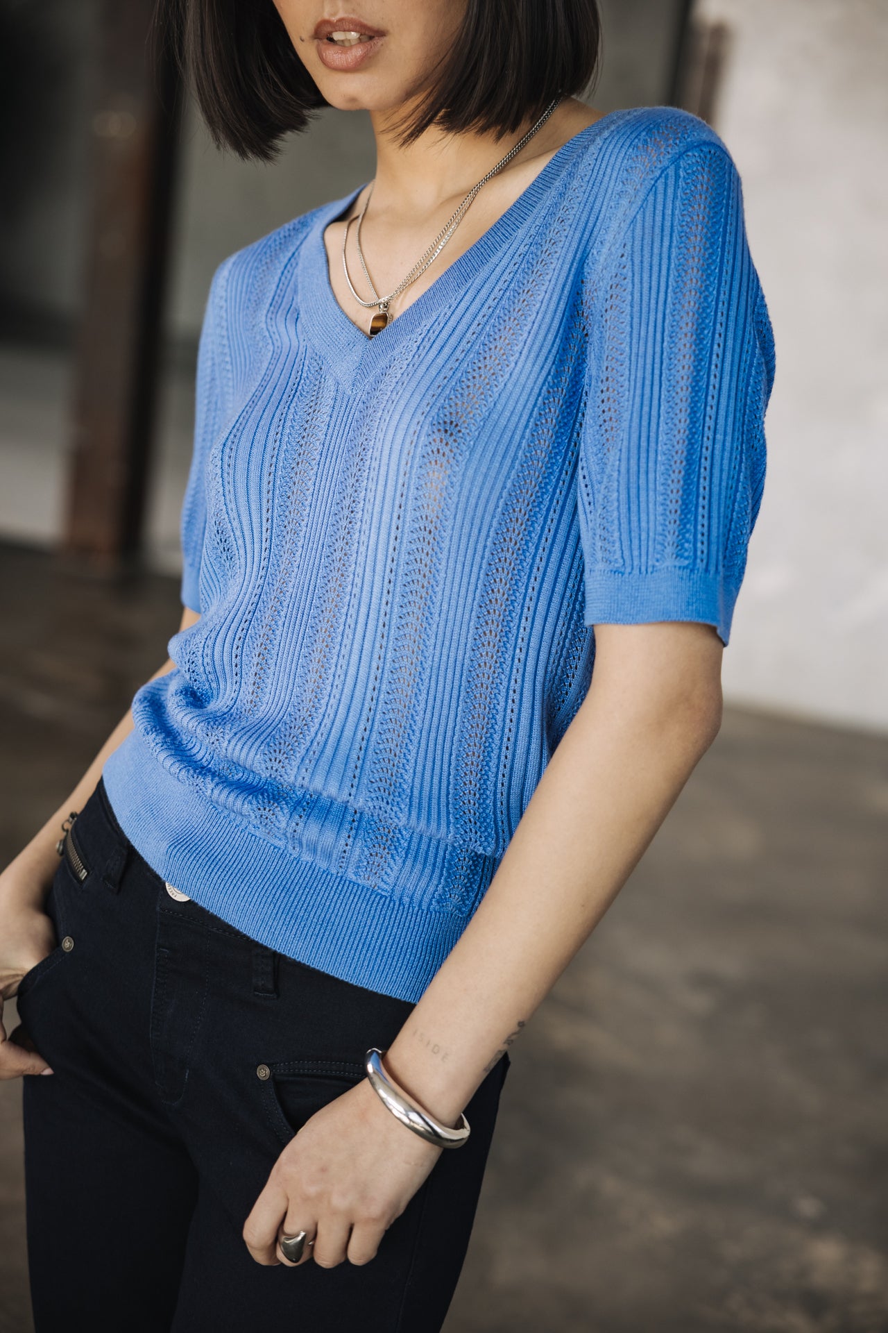 

Camiseta calada Mujer Polane Rib granada sky | Freeman T. Porter